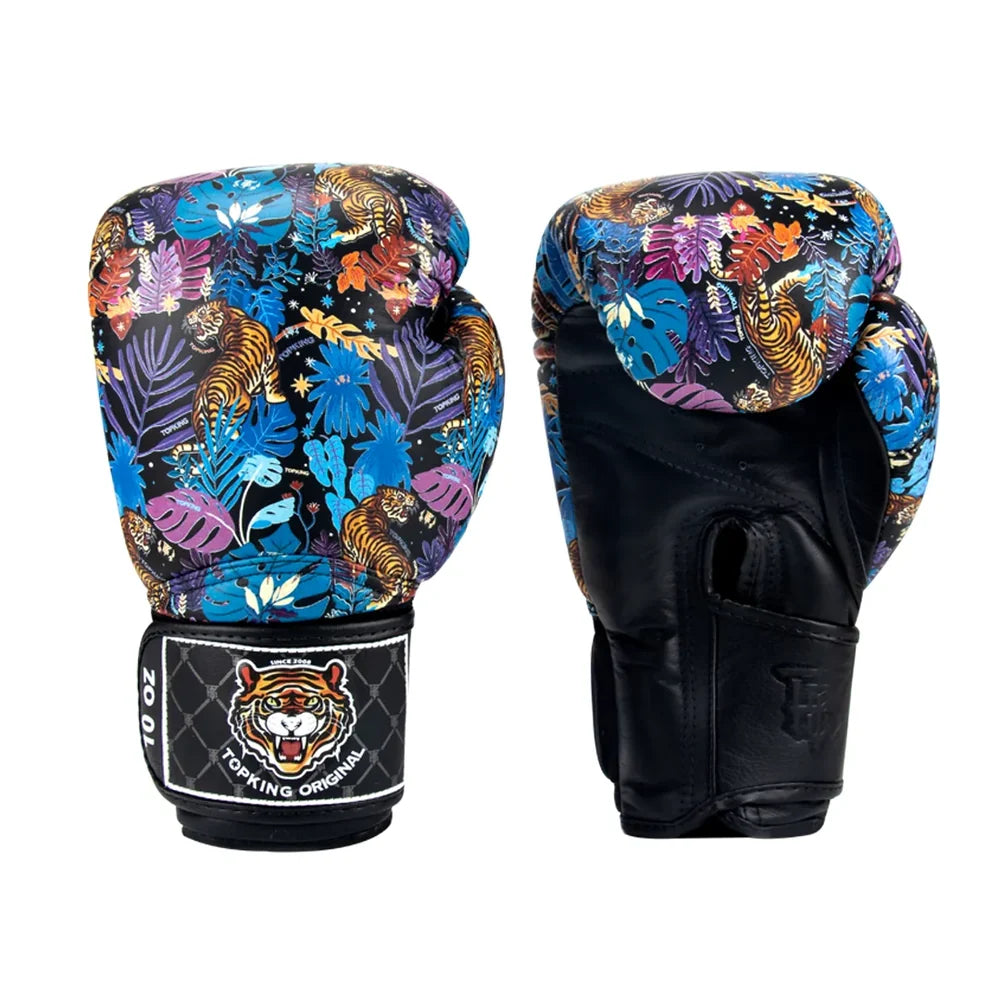Top King TKBGWT Black Tiger Muay Thai Boxing Gloves