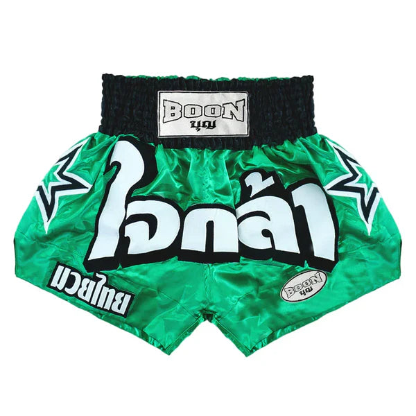 Boon Sport Muay Thai Shorts Green Stars MT13